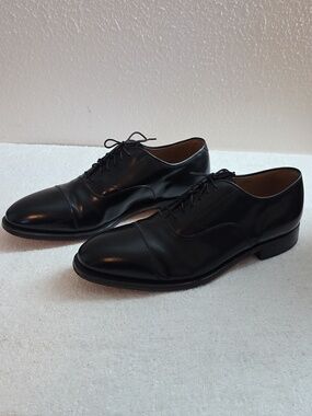 Johnston & Murphy Melton Black Cap Toe Oxfords Made In Mexico Mens 11.5 Vguc